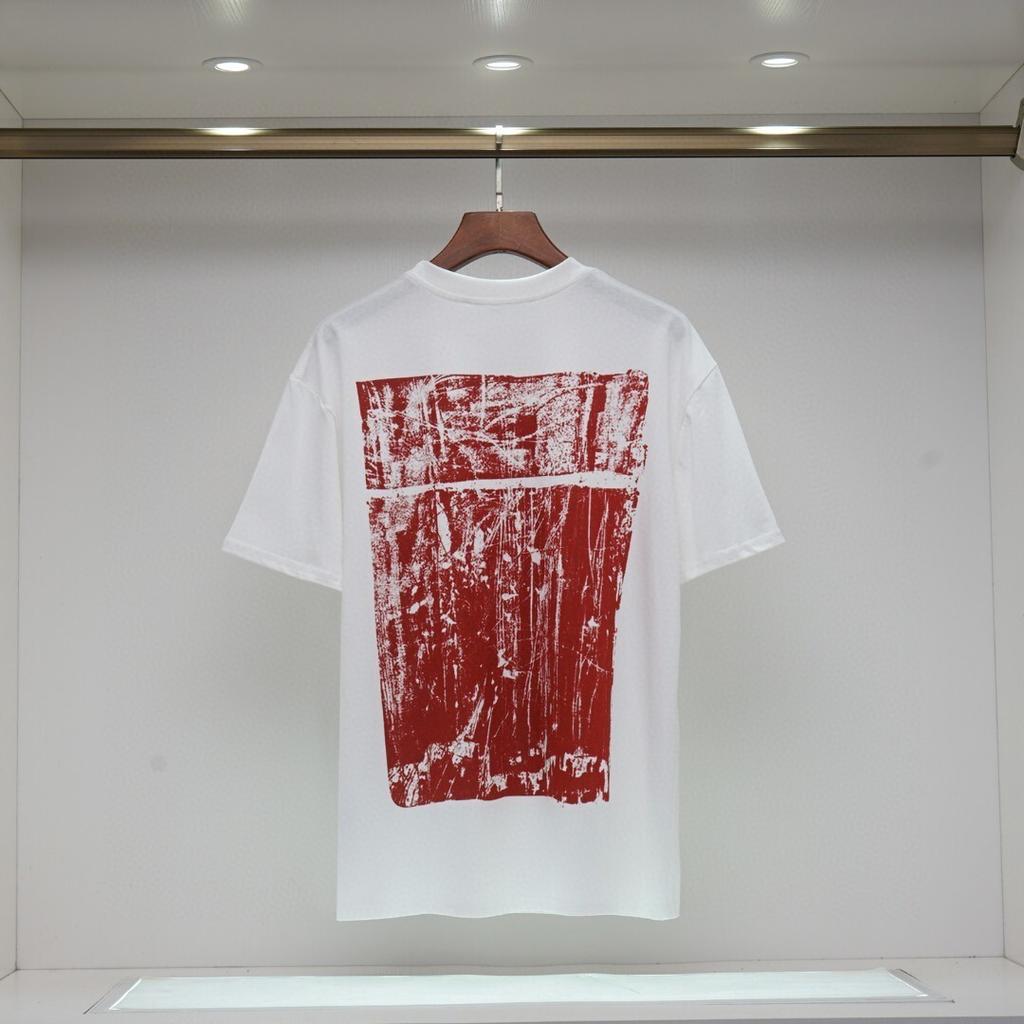 2061 Off-White Letnia Męska i Damska Bawełniana Koszulka z Nadrukiem Oversize Street Wear