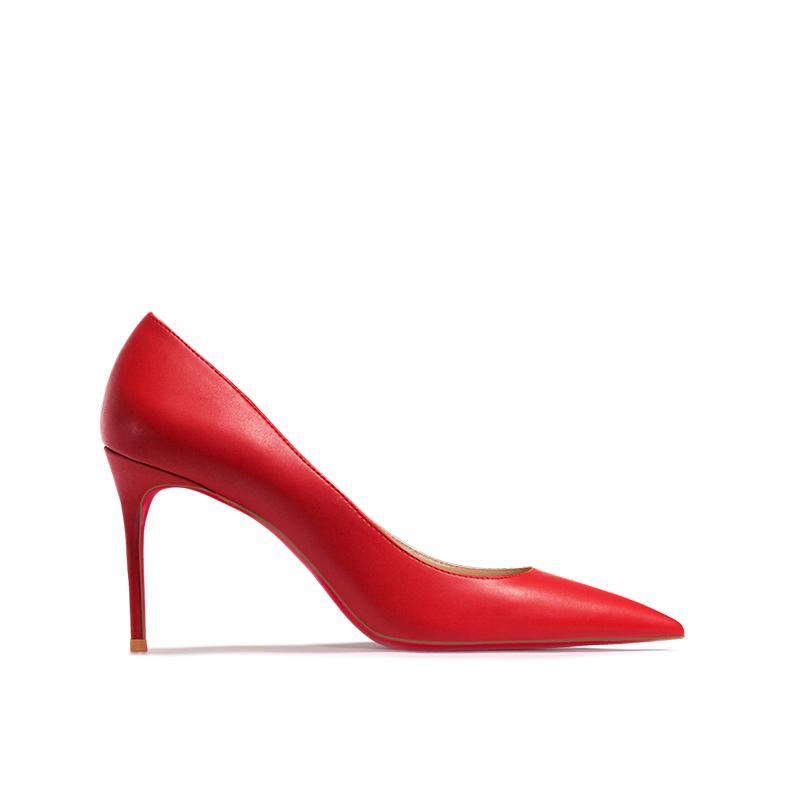 Fashion New pointed shallow mouth high heels with thin heels, matte fashion white commuting single shoes, soft sole size