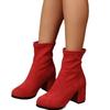 Slim Suede High-heeled Fashion Boots 2025 Winter New Plus-size Thick Heel Stretch Skinny Boots for Women