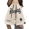 Chic Letter Embroidery Basketball Casual Shorts Men's Summer American Retro Fashion Capris