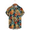 Punk Straw Hat Skull Graphic Shirts For Men Clothing Casual Hawaiian Vacation Short Sleeve Fashion Men's and Women's Beach Shirts Y2k Tops
