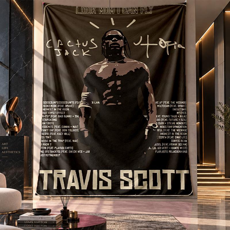 Wall Hanging Tapestry,Travis Scott Printed Fabric Backdrop For Dorm Room Party Decoration