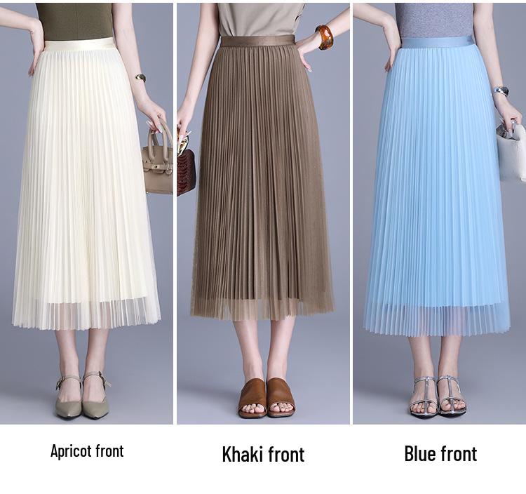 Spring 2026 Reversible Mesh Pleated A-line Midi Skirt