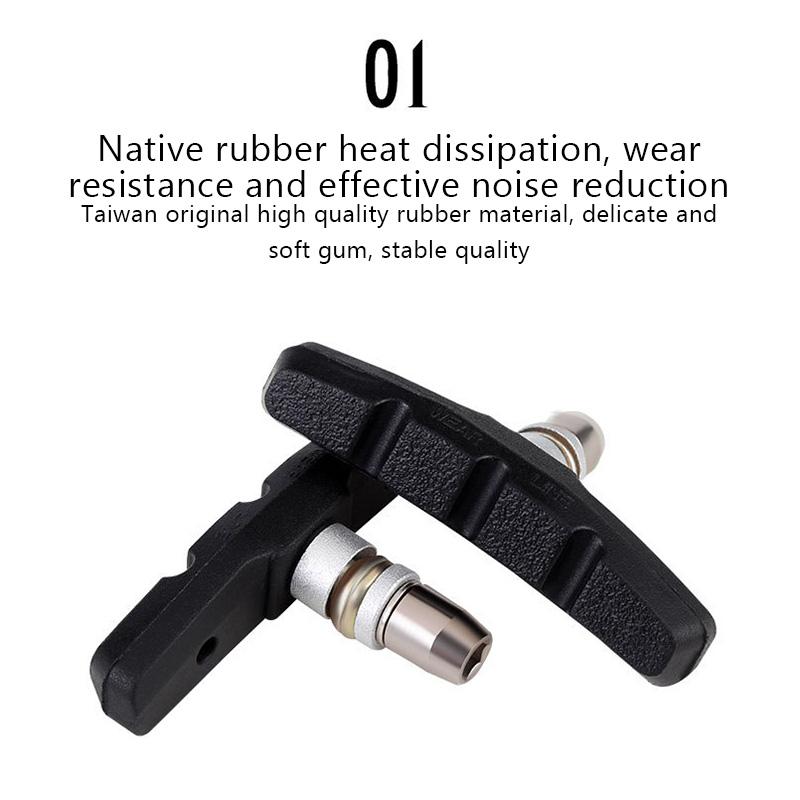 1Pairs Bicycle Brake Pads Road Bike V Brake Holder Pads Shoes Blocks Rubber Pad Wear Resistant Bike Brake Shoe Bicycle Part