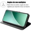 Coque pour Xiaomi 15 Pro, Flip Case Antichoc Cuir Synthétique Noir avec Porte-Cartes + 2 Verres Trempés
