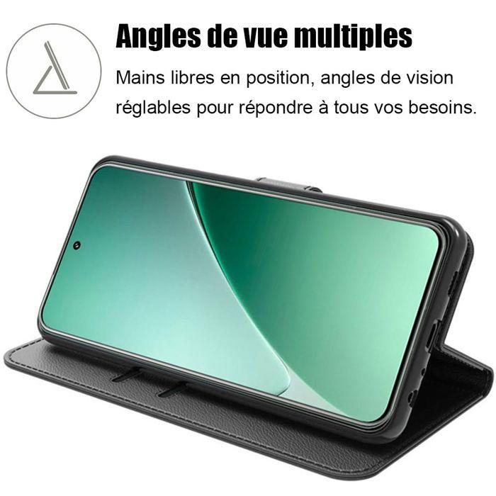 Coque pour Xiaomi 15 Pro, Flip Case Antichoc Cuir Synthétique Noir avec Porte-Cartes + 2 Verres Trempés