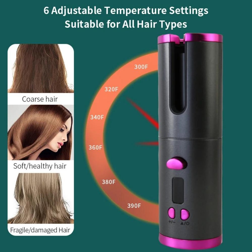 Smooth Women's Hair Waver Portable Cordless Automatic Curler  Hair Styling Tool