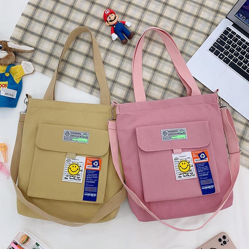 Crossbody Bag Fashionable And Simple Casual Canvas Bag Literary And Fresh Women'S Bag Student Large-Capacity Shoulder Bag