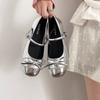 Silver Light Mouth Ballet Flat-soled Single Shoes Women's New Summer Skirt Round Head Beanie Shoes
