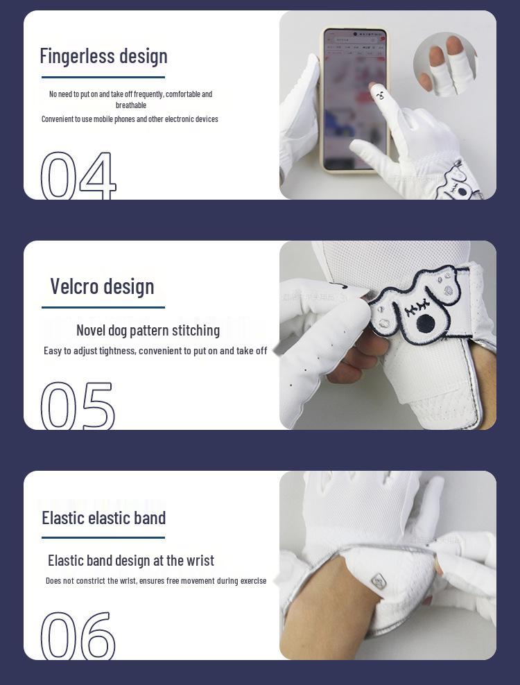 Women's Fingerless Golf Gloves with PU Palm, Mesh Back, and Nano Microfiber Reinforcement (Left Hand)