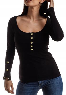 Blouse femme manches longues coton ajustée rayée noire m