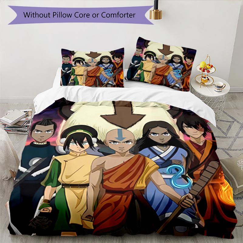 Set di biancheria da letto con motivo Avatar The Last Airbender da 3 pezzi, set copripiumino include copripiumino e federe, perfetta decorazione per la camera da letto per tutte le stagioni e regalo