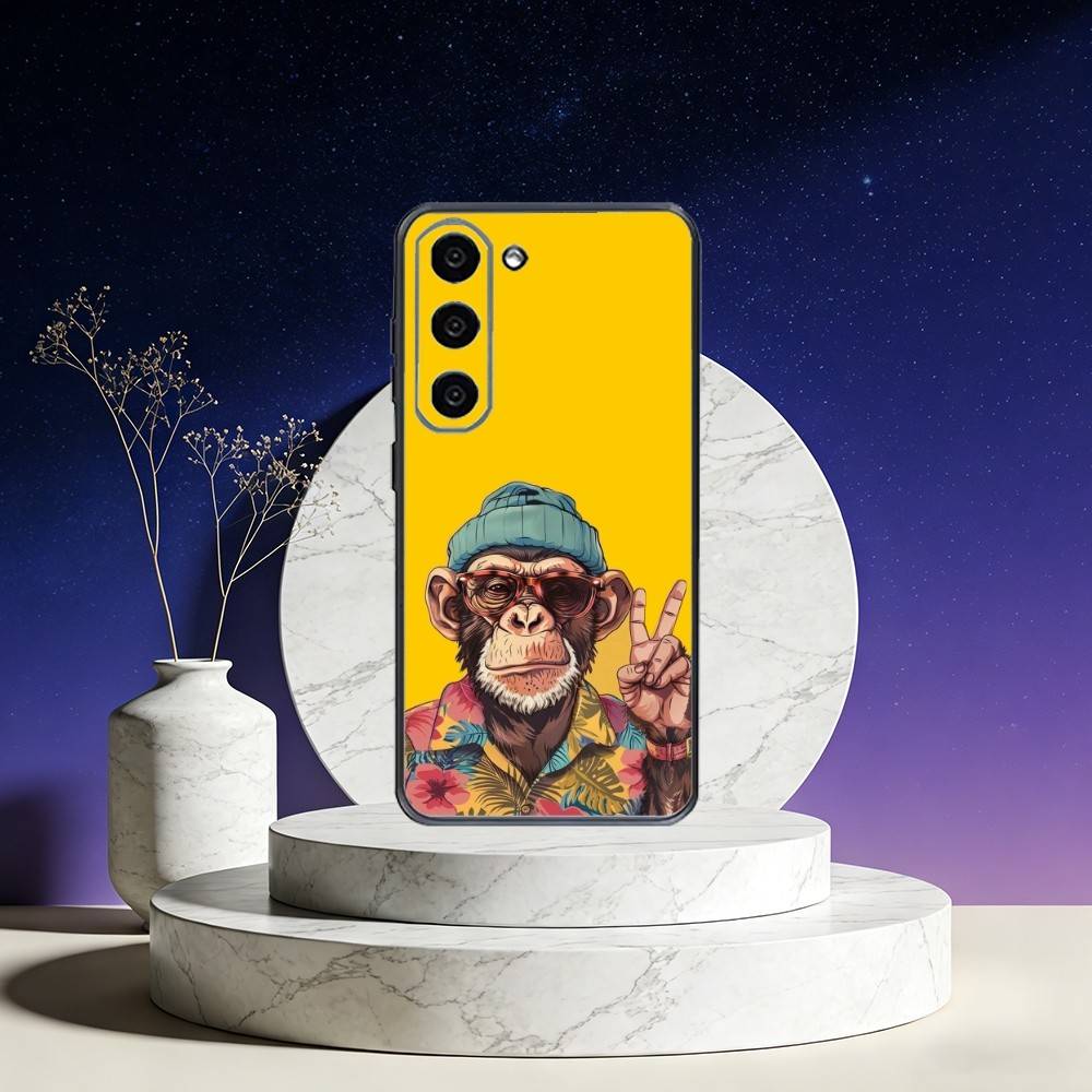 Three CUTE W-Wooley Monkeys Phone Case For Samsung Galaxy A73,A72,A71,A70,A53,A52,A51,Others Soft Black Cover