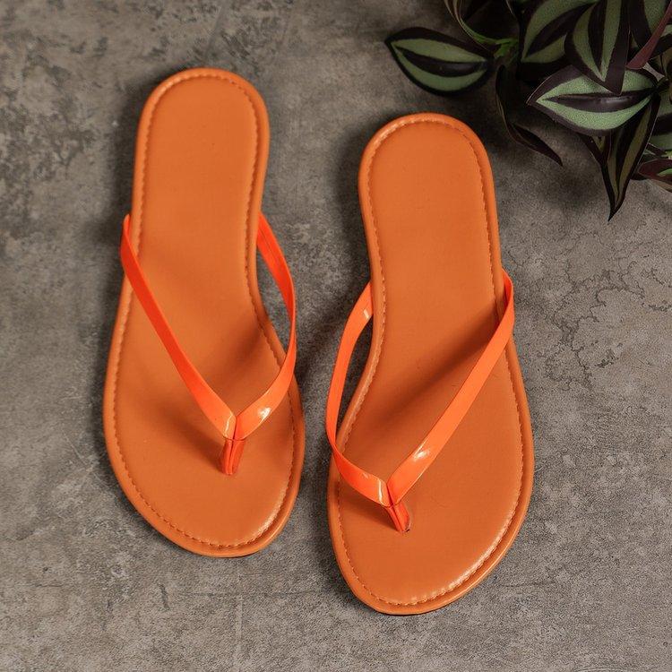 

Foreign trade 2025 new sandals toe mirror bright flat bottom comfortable soft sole versatile beach shoes casual 43 оранжевый