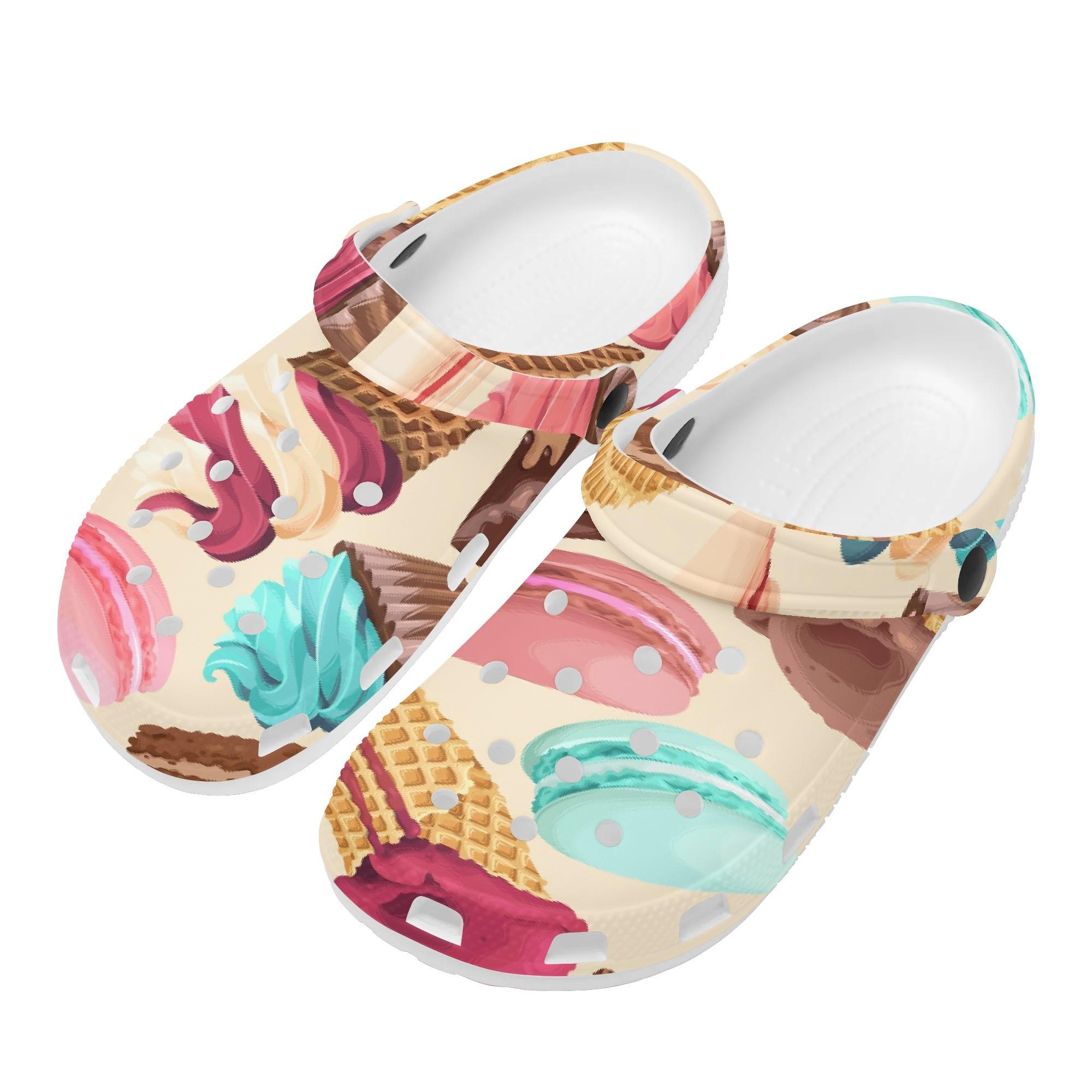 Cartoon Printed EVA Clogs Men Women Lightweight Breathable Slip On Summer Sandals Casual Shoes Soft Footwear Daily Comfort 36 белый