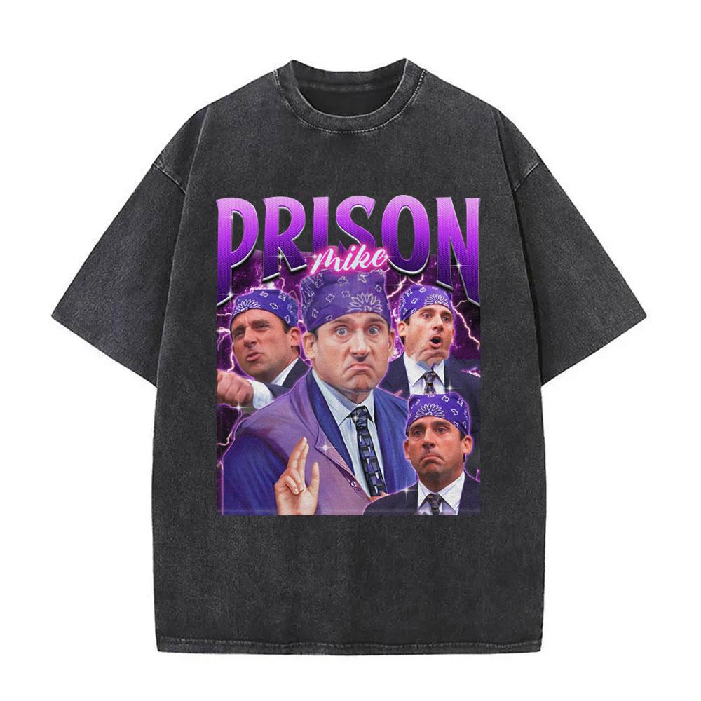 Washed Prison Mike Michael Scott Homage The Office Print T-shirt Tv Series Dwight Schrute Jim Halpert T-Shirts Unisex T Shirts S