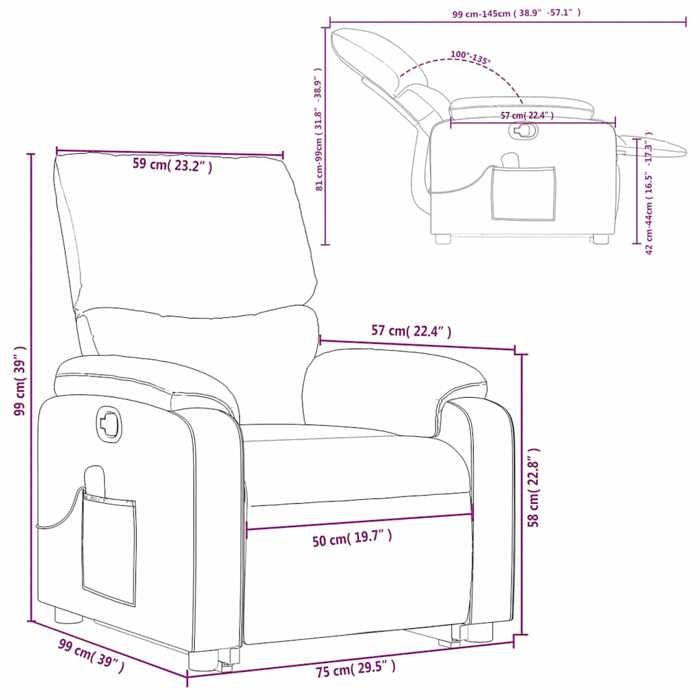 VidaXL Fauteuil inclinable de massage Noir Similicuir 3204893