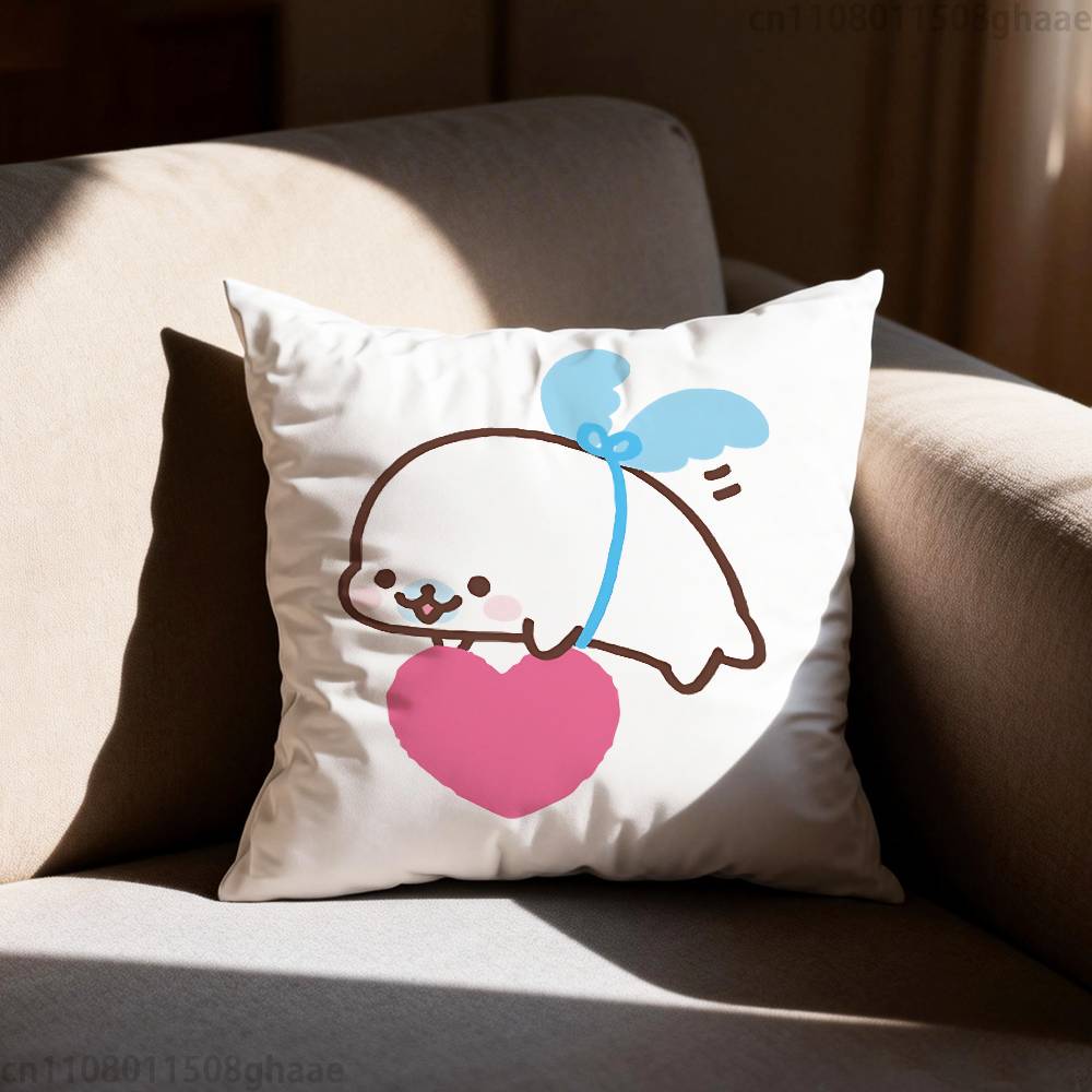 PINK Kawaii MMamegoma Pillow Case Square DoubleSided Printing Short Plush Sofa Cushion Cover Bedroom Bedside Pillow