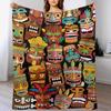 Tiki Pattern Throw Blanket Warm Comfortable Blanket Gift for Parents Friends