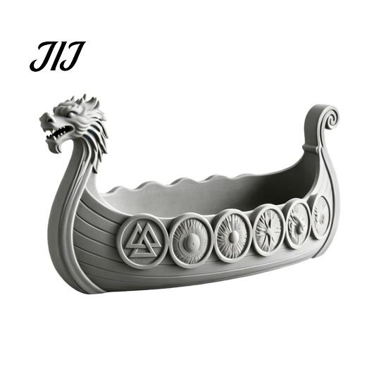 Resin Entryway Key Tray Dragon Boat Storage Case, Decorative Space Saving Desktop Jewelry Bowl Organizer, Matte Finish Sculpture for Home Office