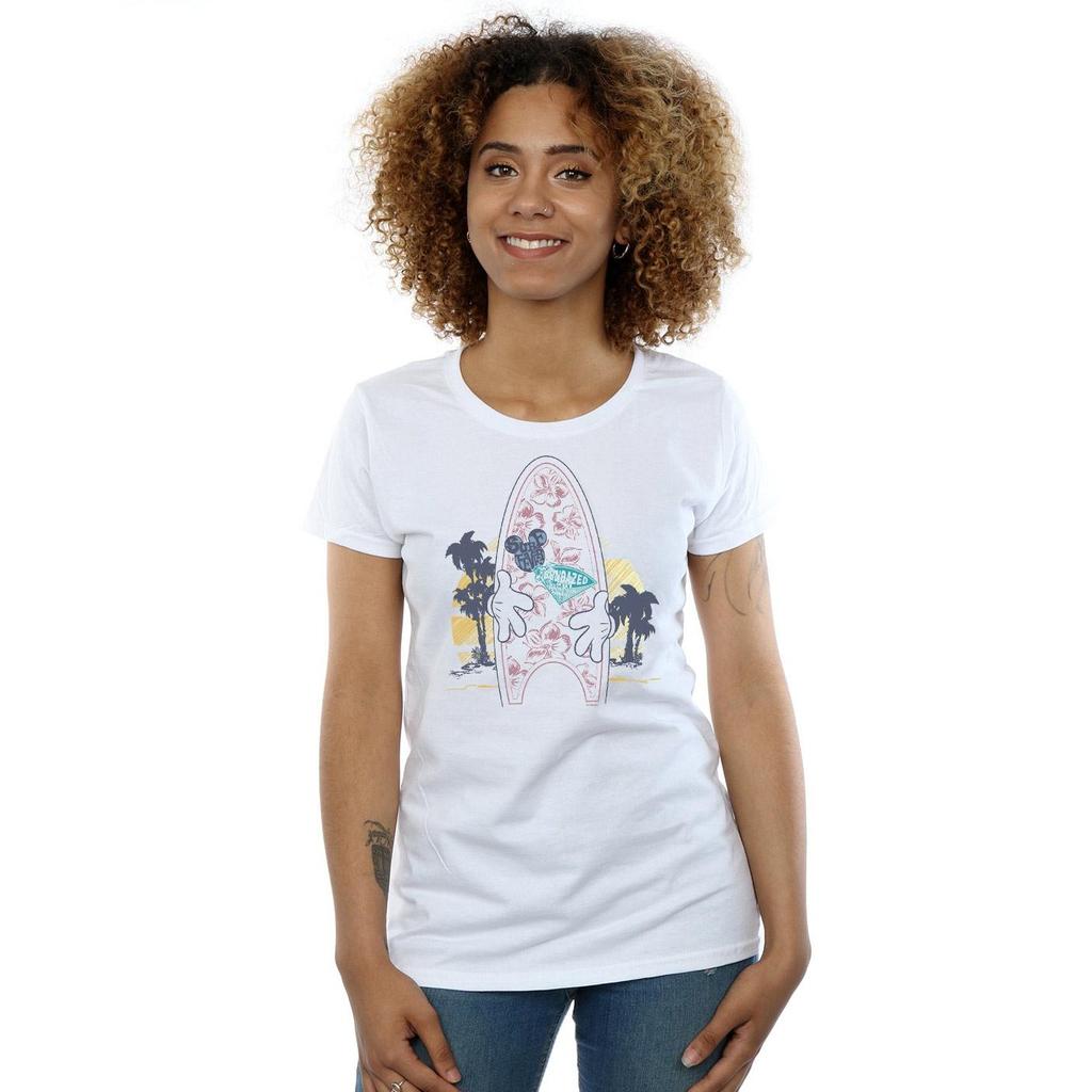 Disney Womens/Ladies Mickey Mouse Surf Fever Cotton T-Shirt