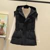 Women'S Autumn Winter Down Cotton Vest Jacket High-End Loose Hooded Vest Jacket Top Women Sleeveless Waistcoat Outwear