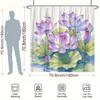 1pc Purple Lotus Shower Curtain - Watercolor Dragonfly & Green Leaves, Polyester, 12 Hooks, 70.8x70.8", Serene Design