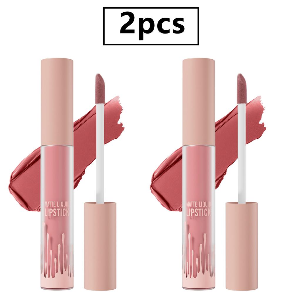 2er-Pack Matter Flüssig-Lippenstift für Frauen, Wasserdicht & Langhaltend, Nicht-Klebbender Pigmentierter Lipgloss, Alltags- bis Party-Make-up