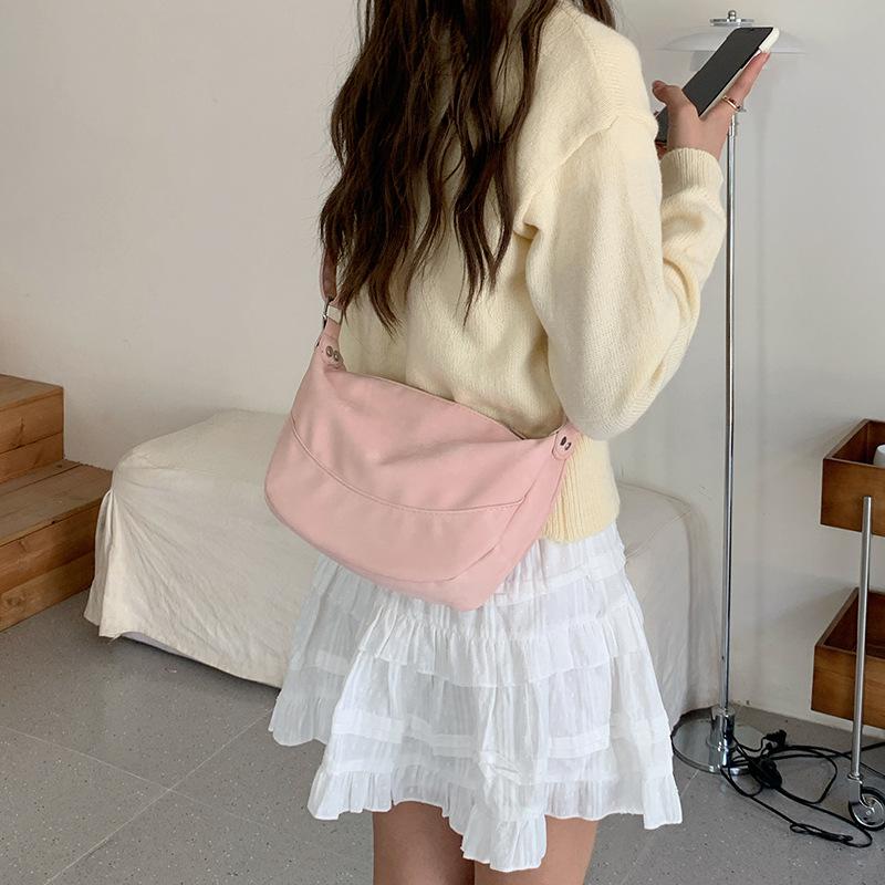Niche Spring and Summer New Versatile One-shoulder Crossbody Bag Korean Version Pink Dumpling Bag Underarm Bag Women
