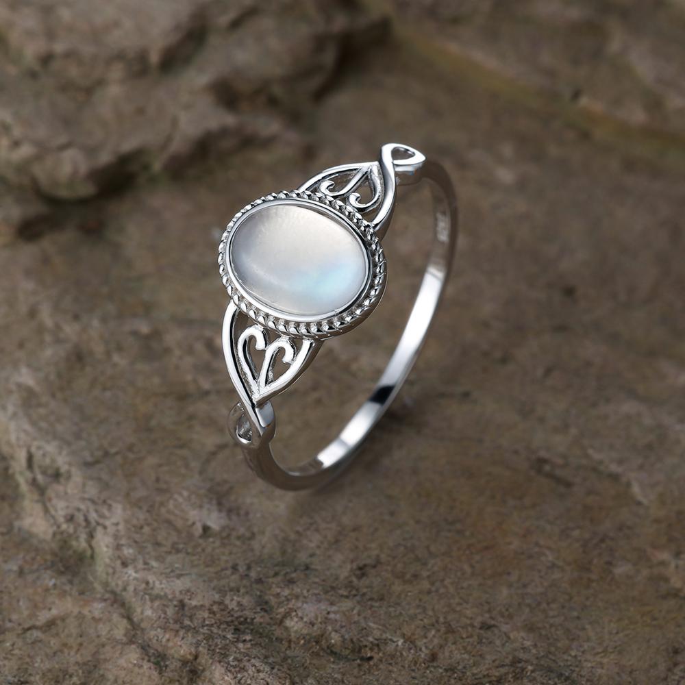 Inele din Argint Sterling 925 cu Piatră de Lună Ovală Naturală pentru Femei, Bijuterii pentru Logodnă, Nuntă, Cadou de Aniversare