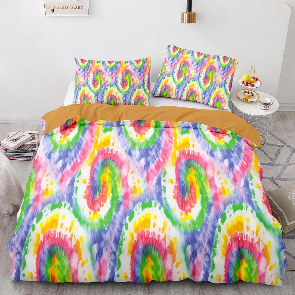 Digital Printing Three-Piece Rainbow Spiral Quilt Cover Size Quilt Cover 3D