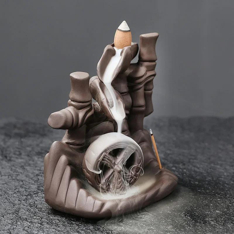 Purple Clay Backflow Incense Burner for a Calming and Relaxing Atmosphere Lucky Feng Shui for Home Decoration (Without Incense)