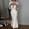 Summer new women's clothing, European and American dresses, fashionable and elegant commuting deep v-neck printed dresses