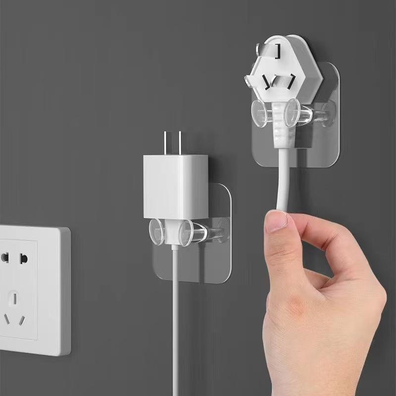 Creative Adhesive Power Plug & Cable Holder - No-Punching Wall Hook
