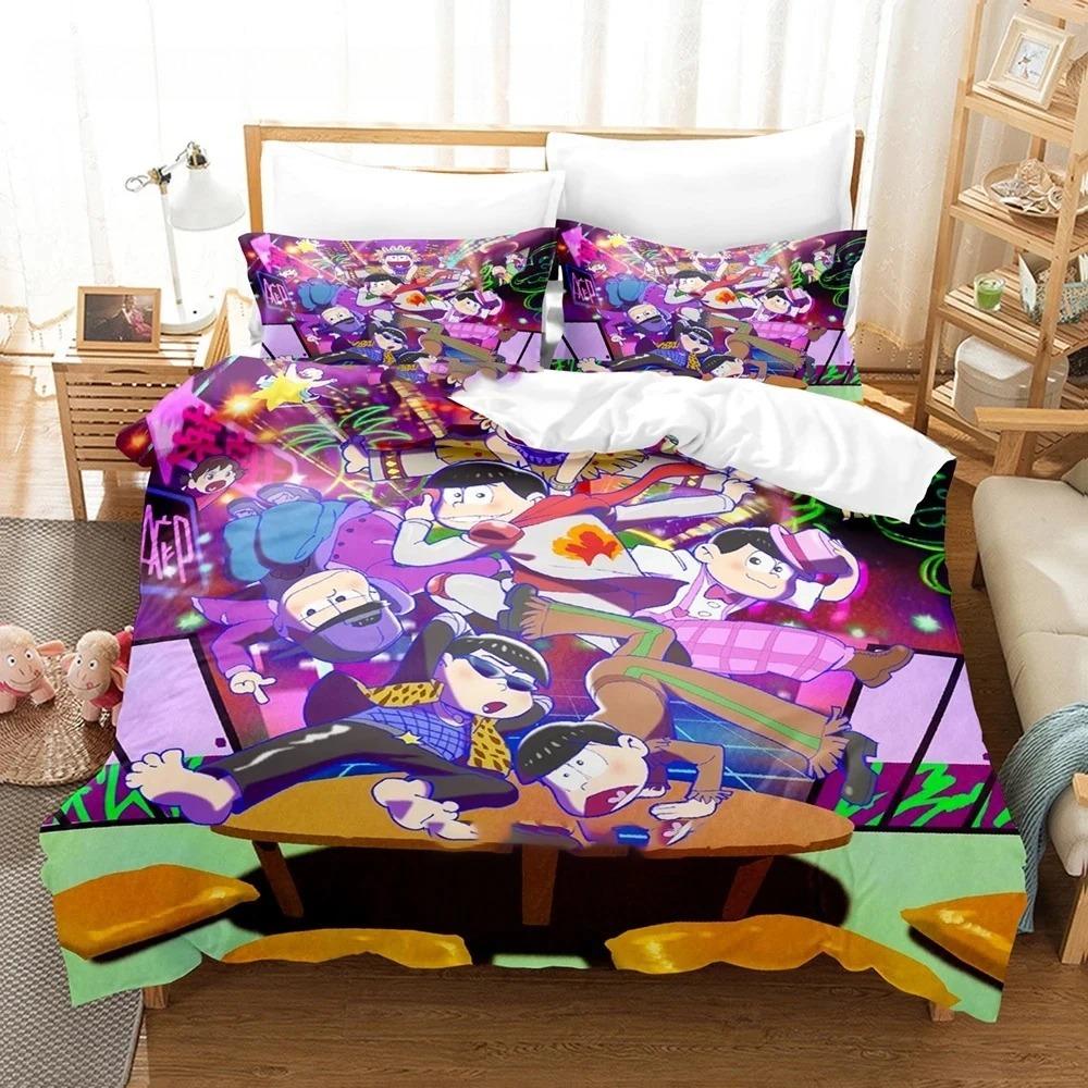 3D Print Anime Bed Sheet Set Osomatsu-san Bedding Set Single Twin Full Queen King Size Bed Set Adult Boy Bedroom Duvetcover Sets