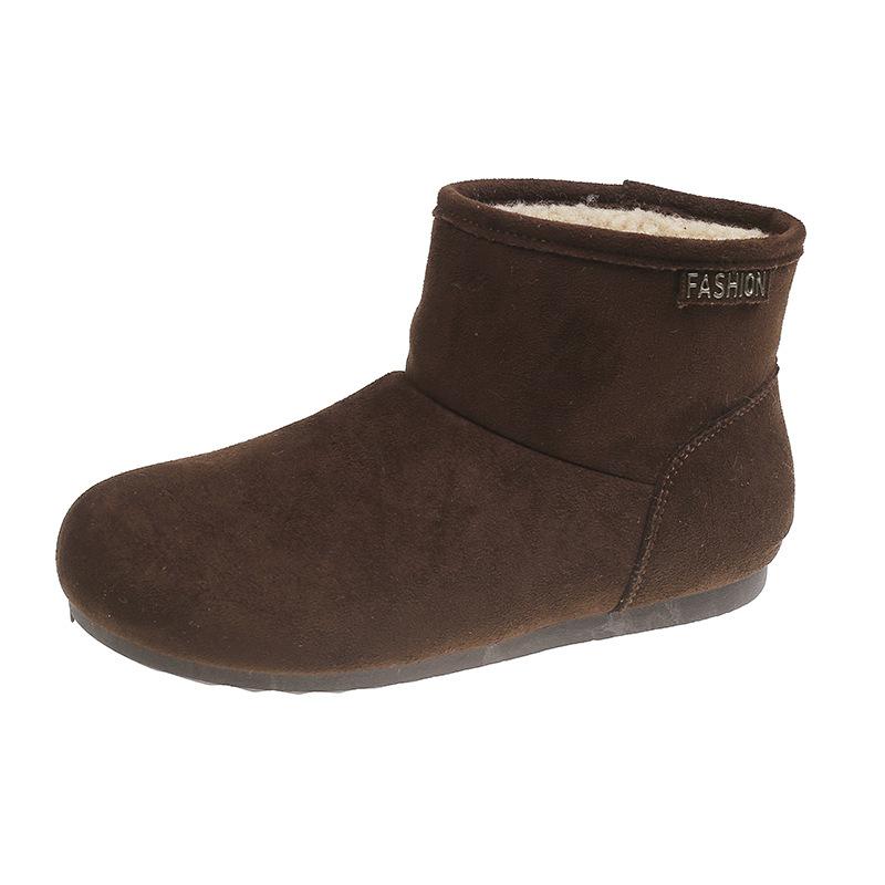 Winter 2025 new matte leather flat-bottomed retro Martin boots women's velvet warm ugly big-headed snow cotton boots