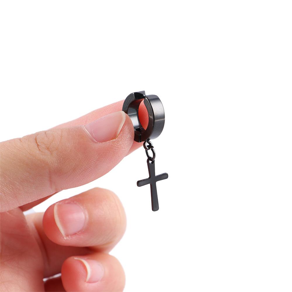 Unisex Women Stainless Steel Non-Piercing Earring Cross Clip Earring Fashion Jewelry Men Ear Cuff