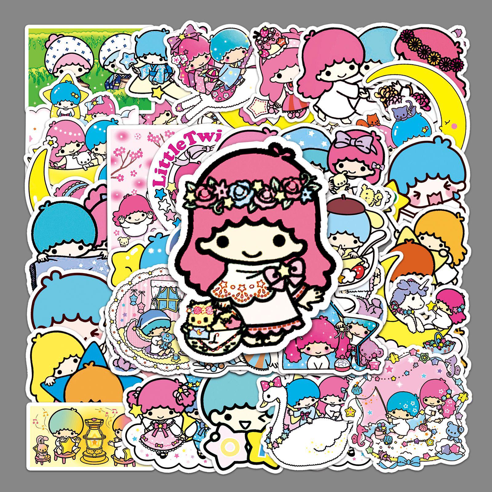 

Gemini Girl Waterproof Mochi Sticker Pack: 50 Cute Cartoon Sheets for Kids Phone Cases