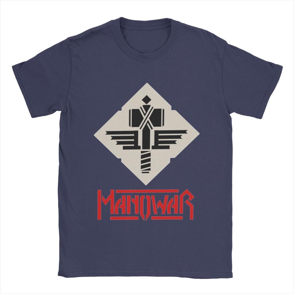Herren T-Shirt Manowar Lässiges Reines Baumwoll T-Shirt Kurzarm T-Shirts O-Ausschnitt Tops 4XL 5XL