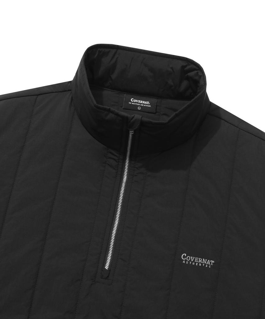 COVERNAT Quilted Half Zip Oversized Sweatshirt Black
