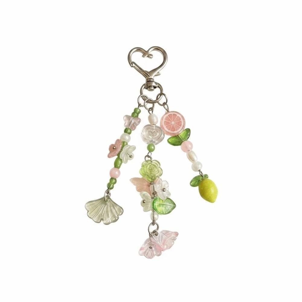 Acrylic Beads Bag Charms Colorful Floral Star Tassel Key Chain Beaded Hanging Girls Gifts