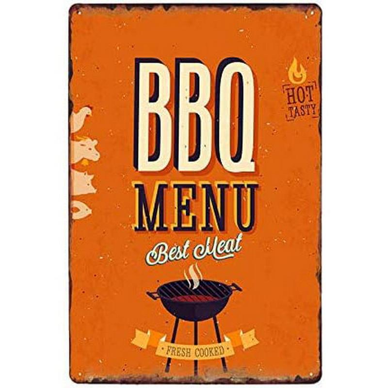 Metal Aluminum Signs BBQ Party Zone Wall Decoration Plaque Vintage Art Poster Iron Painting for Man Cave Home Cafe Garden Club
