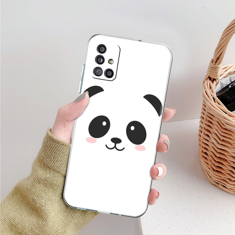 Clear Phone Case For Samsung Galaxy A51 5G A71 A21s A31 A12 A52 A41 A91 A11 A32 A72 Shockproof Soft Cover Super Cute Panda Funda