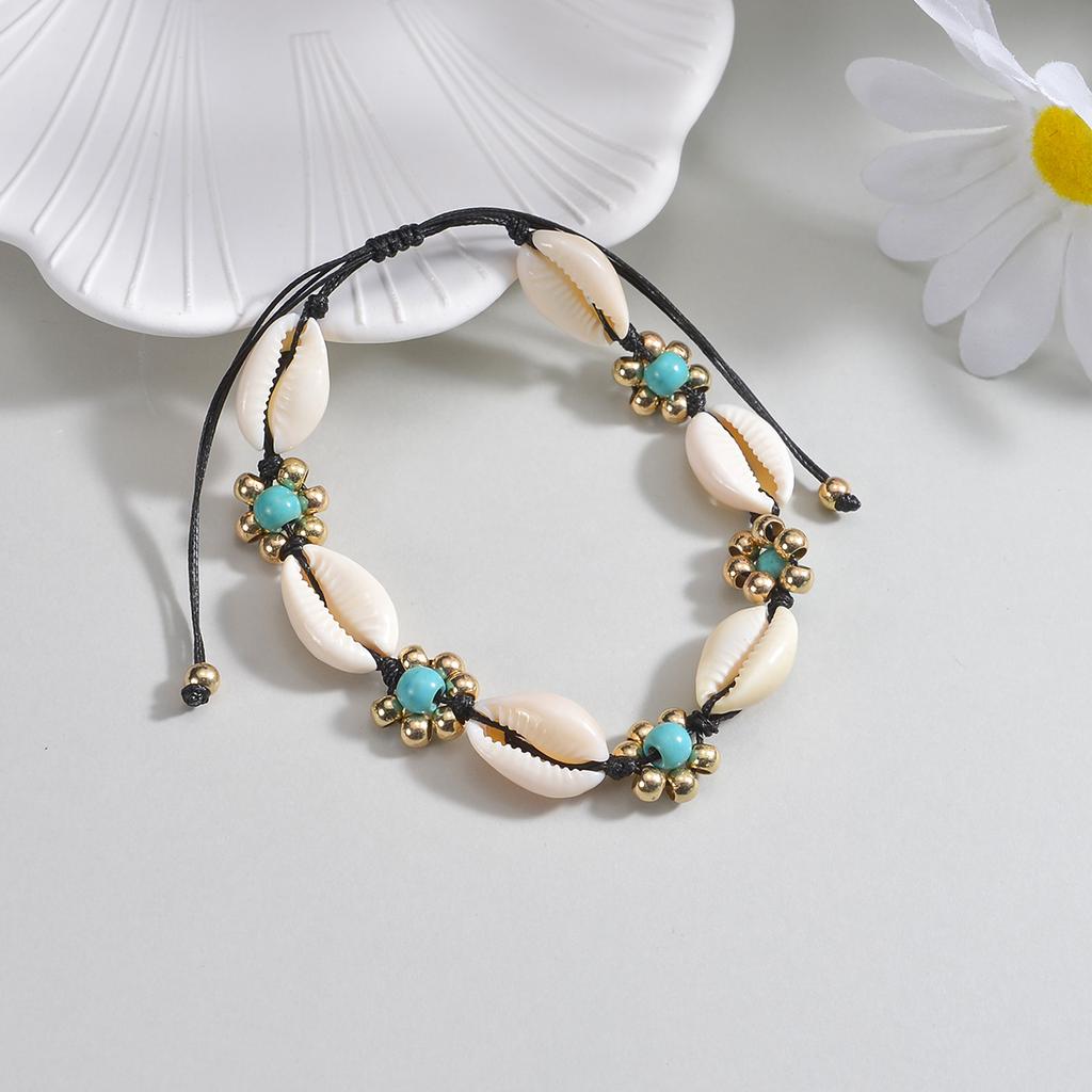 Summer Vacation Style Woven Shell Rice Beads Adjustable Women's Beach Feet Chain