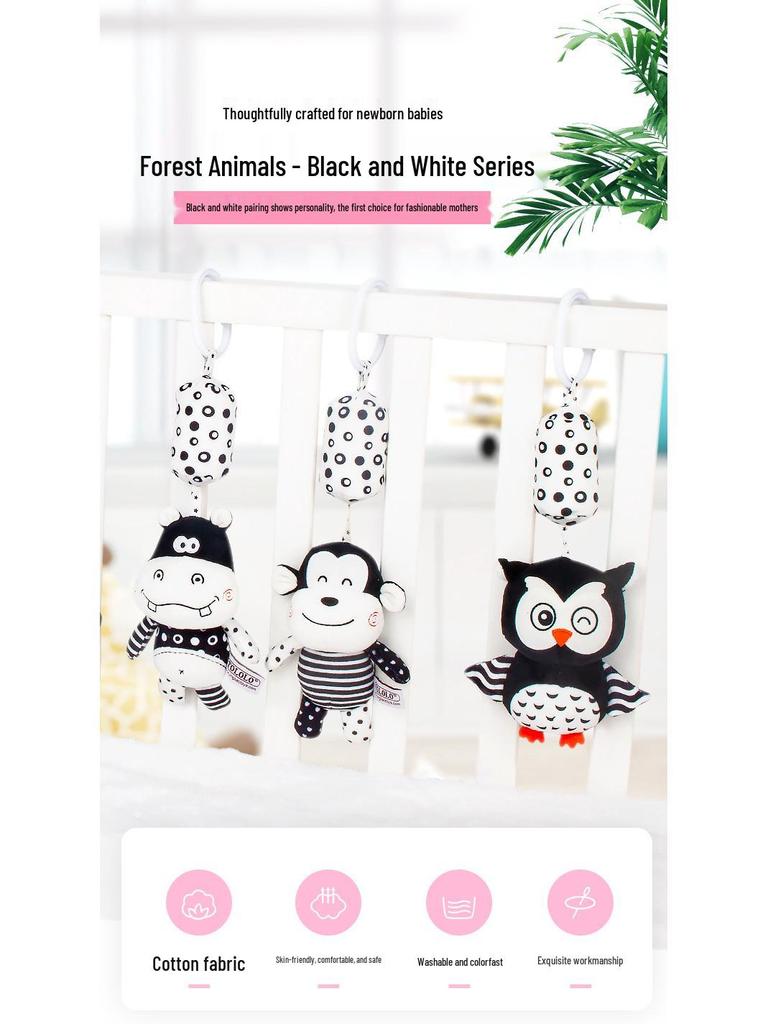 TOLOLO Black & White Crib Mobile Wind Chime for 0-3 Year Olds - Early Education Hanging Rattle Toy