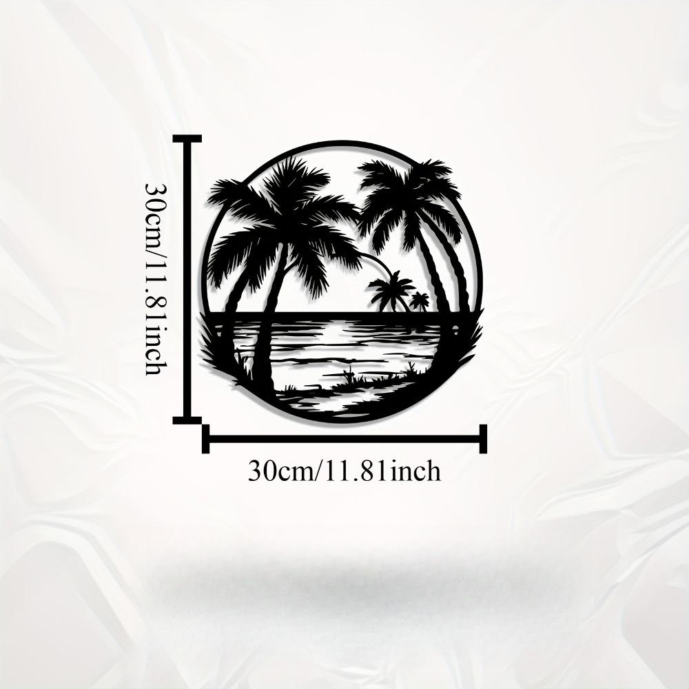 

Tropical Palm Tree Metal Wall Art Coastal Statue Mural Weather Resistant Outdoor Garden Decor Beach House Gift 12in