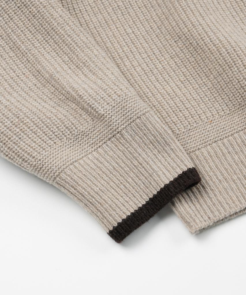 FRIZMWORKS Contrast Collar Half Zip Knit _ Cocoa