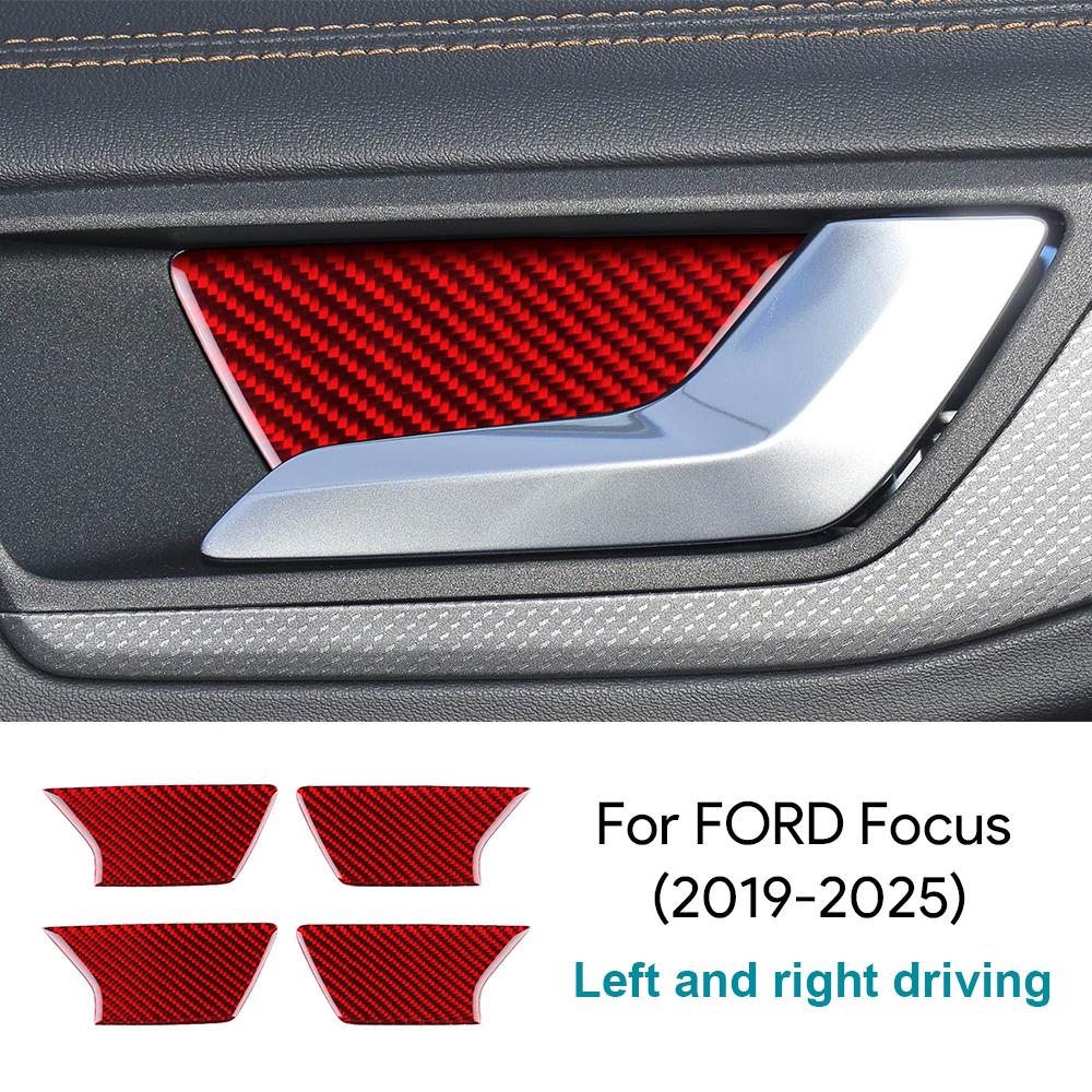 For Ford Focus/Focus ST 2019 2020 2021 2022 2023 2024 2025 Real Soft Carbon Fiber Sticker LHD Car Interior Door Inner Bowl Frame