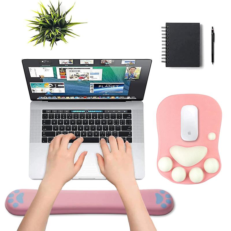 Wrist Rest Support for 3D Mouse Pad Cat's Paw Circle Coaster Gaming Mouse Pad Ergonomic Gel Memory Foam for Computer, Laptop