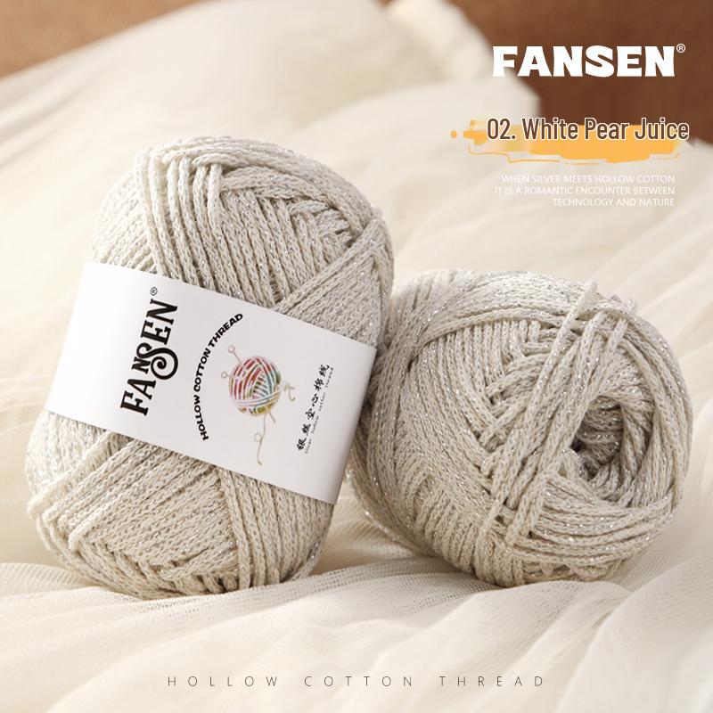 Silver Flash Hollow Cotton Yarn Ball Kit for Hand Knitting & Crochet - Includes Yarn, Hook, and Instructions for DIY Scarf and Sweater Projects